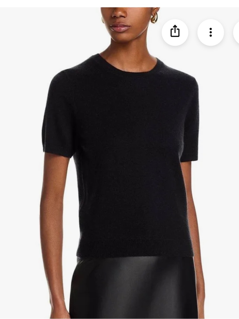C by Bloomingdale's Black 100% Cashmere Crewneck Short Sleeve Sweater size XS
